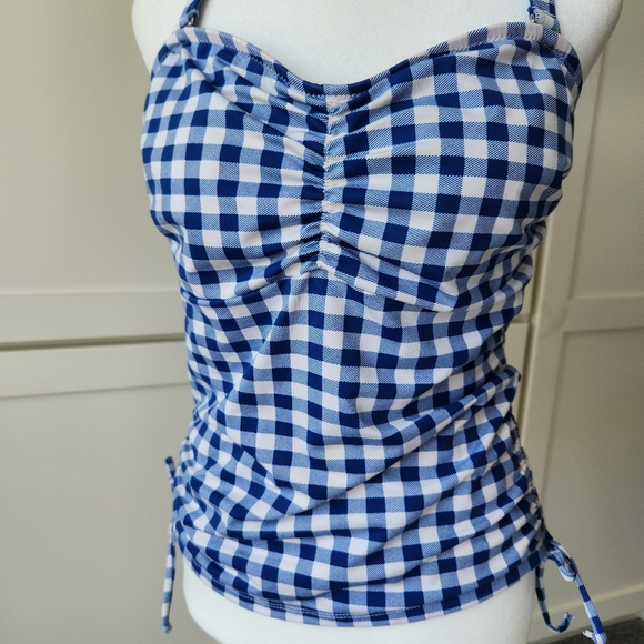 Rey Swimwear Elizabeth In Gingham Tankini Top Blue White Checkered Large - Picture 5 of 14